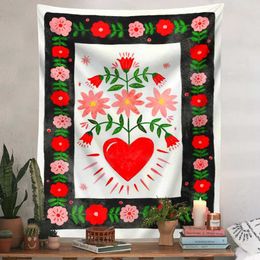 Tapestries Retro Heart Tapestry Wall Hanging Hippie Tapestries Curtain Gift Background Cloth Cover Home Deco