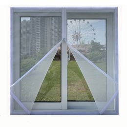 Sheer Curtains White Multi size window mesh with zipper Selfadhesive mosquito nets for windows anti door curtain 230812