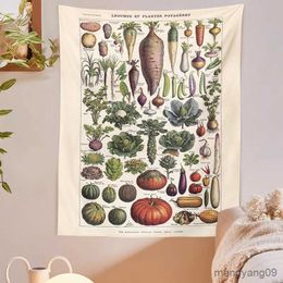 Tapestries Vegetables and garden plant Tapestry Wall Hanging Print Illustration Identification Chart Diagram Wall Art Decor R230812