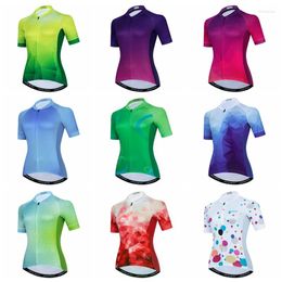 Racing Jackets 2023 Women Cycling Jersey Top MTB Bicycle Clothing Female Team Ciclismo Girl Cycle Wear Mountain Bike Maillot Ropa Pink Green