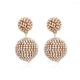 Dangle Earrings Charm Alloy Crystal Beaded Ball For Women 2023 Sparkly Glass Round Hanging Drop Earring Wholesale Jewelry Gifts