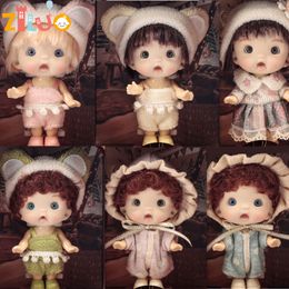 Dolls BJD for Girls 10cm OB11 Mini Doll 3D Blue Green Eyes Kawaii Pocket Toys Cute Surprise Face Clothes Toy Birthday Gift 230811