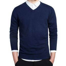 Mens Sweaters Autumn V Neck Men Casual Pullover Cotton Long Sleeve Slim Fit ABZ486 230811