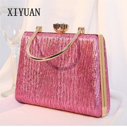 Evening Bags XIYUAN Lady Pu Pink Evening Bags Women Boutique Mini Placed Satin Bridal Clutch Purses And Handbag Wedding Party Handbags 230811