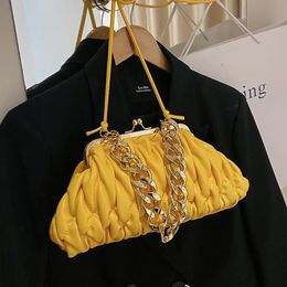 Waist Bags Pleated Lingge Fashion Shell Bag Women s Versatile Chain Handbag Casual One Shoulder Crossbody Accessories 230812