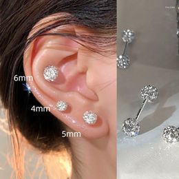 Stud Earrings 1 Pc Stainless Steel Unisex Women Men Round Crystal Zircon Ear Studs 4 Prong Tragus Cartilage Piercing Fashion Jewellery