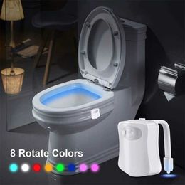 Toilet Seat Night Light Smart PIR Motion Sensor LED Lamp 8/16 Colours Waterproof Creative Colourful WC Night Lighting HKD230812