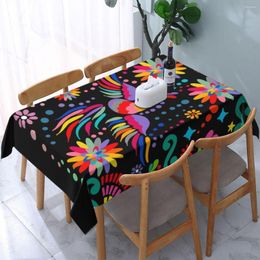 Table Cloth Rectangular Fitted Mexican Floral Flower Textile Oilproof Tablecloth Outdoor Cover Backed With Elastic Edge
