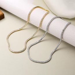 Choker Mafisar Luxuxy Cubic Zirconia Chain Necklace For Elegant Women Gold/Silver Colour CZ Female Party Jewellery