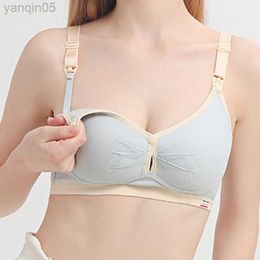 Maternity Intimates Nursing Bra Underwear Button Front Feeding Wireless Breathable Breastfeeding Comfortable Soutien Gorge Allaitement HKD230814