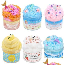 Clay Dough Modelling 100Ml Ocean Cartoon Diy Clay Rainbow Brushed Cotton Cloud Slime Fluffy Mud Stress Relief Kids Learning Educatio Dhjj8