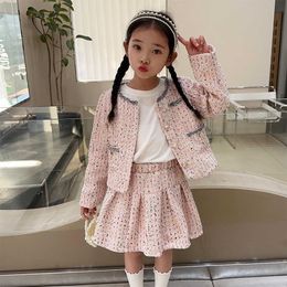 Clothing Sets Children Clothes Plaid Pattern Girl Clothes Jacket Skirt Girl Clothing Casual Style Kids Clothing