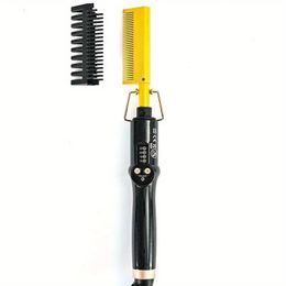 Ceramic Coated Electric Hair Straightener Brush - Smooth and Shiny Hair with Hot Comb Copper Comb Hair Styling Tool