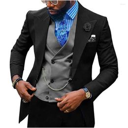 Men's Suits 3 Pieces Suit Business Peaked Lapel Costume Homme Blazer Tuxedos Groom Wedding Terno Masculino (Jacket Pants Vest)