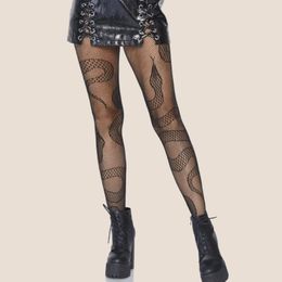 Leg Shaper Snake Tight Anime Pantyhose Black Mesh Fishnet Stockings Sexy Harajuku Hosiery Large Lolita G Tights Gothic Clothes 230811