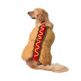 Pet Costume Hot Dog Shaped Dachshund Sausage Adjustable Clothes Funny Warmer for Puppy Dog Cat Supplies HKD230812