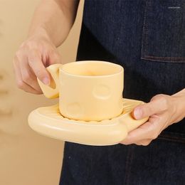 Cups Saucers Kawaii Creative Coffee Cup Latte Espresso Cute Ceramic Mug Japanese Tazas De Ceramica Cheese Styling Creativas Set