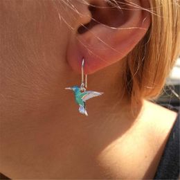 Stud Earrings Ear Ring Two-tone Hummingbird Bird Cute Personalized Colored