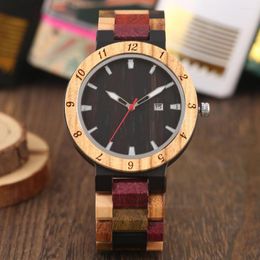 Wristwatches Full Wood Watches For Women Quartz Natural Handmade Men Wrist Watch Fashionable Full-colour Wooden Band Clock Male Reloj Hombre