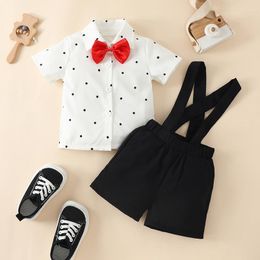 Kleidungssets Citgeesummer Säuglingsbaby Shorts Set Fliege Keilpunkte Druck kurzarm Hemd insgesamt Outfit -Kleidung