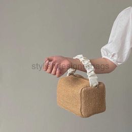 Straw Bag 2023 Women Fashion Casual Purse and Handbags Summer Female Shopper Vintage Weave Frilled Handle Crossbody Bagstylishdesignerbags