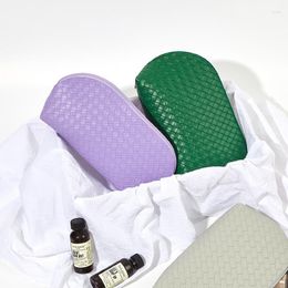 Cosmetic Bags Plaid Bag PU Pillow Makeup Pouch Women's Large-Capacity Luxury Wash Multifunctional Travel Toiletry Kit Handbag