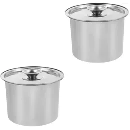 Dinnerware Sets 2 Pieces Stainless Steel Taste Cup Jar Lid Kitchen Gadget Supply Spice Canister Dessert Containerss Lids Household Storage