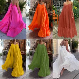 Celmia Summer Dress Women Sexy Short Sleeve Ruffled Maxi Long Casual Loose Solid Pleated Beach Vestido Robe