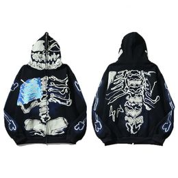 Mens Designer Hoodie Halloween Hip Hop Retro Skeleton Mens Street wear Alphabet Hoodie Men Women Hoodie Skateboard Jumper Sweatshirt clothes m-3xl