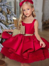 Girl Dresses Gardenwed Puffy Red Dress Knee Length Princess Dres Flower Cute Baby Birthday Party