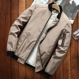 Men's Jackets Men Fall Jacket Stand Collar Zip Up Long Sleeve Coat Solid Color Pockets Elastic Cuff Outdoor