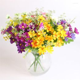 Decorative Flowers 28 Heads Cute Silk Daisy Artificial Flower Wedding Bouquet Home Room Table Decoration Valentine's Day Floral