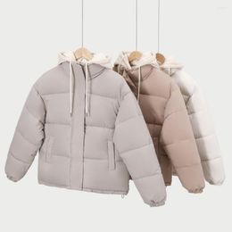 Women's Trench Coats VE 2023 In Women Winter Jacket Coat Korean Simple Cotton Padded Hooded Parkas Female Puffer Warm Outwear