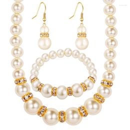 Necklace Earrings Set 5PCSCharm Wedding Jewellery Pearl Party Prom Gift Crystal Bracelet For Women Jewellery Sets