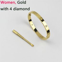 Fashion Designer Screw Bracelets Titanium Steel Silver Rose Gold Screwdriver Diamond Luxury Classic jewelry Womens Mens 18K Gold Plated Bangle AAA