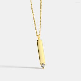 Pendant Necklaces Crystal Bar Necklace For Women High Polished Brass Vertical Pandant Gift Her Arrivial 2023 Wholesale 10pcs/lot