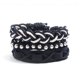 Link Bracelets Leather Bracelet Retro Beaded Woven Multi-layer European And American Men's Set