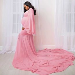 Long Sleeve Maternity Photography Dresses Photoshoot Fitted Gown Elegant Pregnancy Dress Pregnant Women Long Tail Dress
