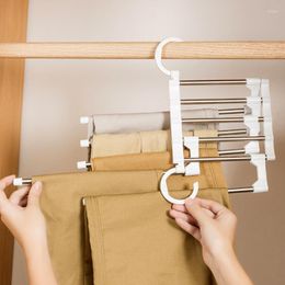 Hangers 5 In 1 Folding Pants Rack Stainless Steel Magic Trouser Tie Hanger Multifunction Bedroom Closet Organiser Storage