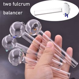 Portable Glass Pipes 12cm Lenght 30mm Ball Glass Oil Burners Pipes Colored Balancer Water Pipe Smoking Pipes Herb Tobacco Oil Adapters