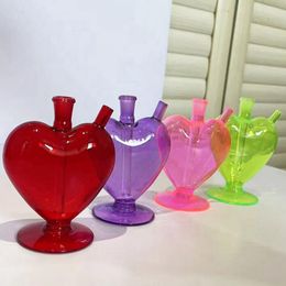 Latest Colourful Pyrex Thick Glass Smoking Hookah Bong Pipes Kit Portable Love Style Travel Bubbler Herb Tobacco Philtre Bowl Oil Rigs Waterpipe Holder