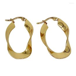 Hoop Earrings Gold Colour Twist For Women Girl Black Piercing Jewellery Trendy Stainless Steel Pendientes Mujer 2023 Anti-allergy