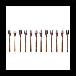 Forks Wooden 12 Pieces Japanese Wood Salad Dinner Fork Tableware Dinnerware For Kids Adult