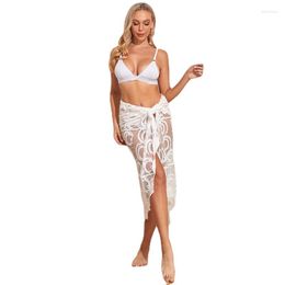 Women's Swimwear 2023 Fashion Beachwear Cover Up Mesh Perspective Sunscreen Shawl One Piece Beach Dress Summer Sheer Lace Cover-Ups