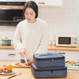 Storage Bags Square Insulated Lunch Bag For Women Thermal Cooler Bento Box Food Carrier Portable Travel Picnic Delivery Meal Container