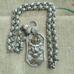 Pendant Necklaces Rare Chinese Miao Tibetan Silver Handmade Necklace Jewellery Noble Gift