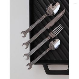 Dinnerware Sets Tableware Stainless Steel 4Pcs Flatware Wrench Cutlery Set Knife Fork Spoon For Kitchen Accessories