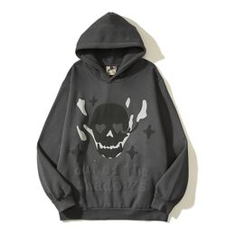 Men's Hoodies Sweatshirts Y2K Streetwear Vintage Flame Skeleton Broken Planet Foam Hooded Hoodies Unisex Stranger Things Pullover Fleece Men's Sweatshirts 230812