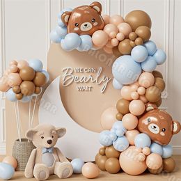 Other Event Party Supplies 98pcs Bear Balloon Garland Arch Kit Blue Pink We Can Bearly Waits Theme Birthday Boys Girls Baby Shower Decorations 230812