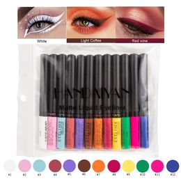 Eye ShadowLiner Combination 12 ColorsKit Pencil Waterproof Eyeliner Liquid Make Up Matte Liner Green Red Blue Brown Black Easy To Wear 230812